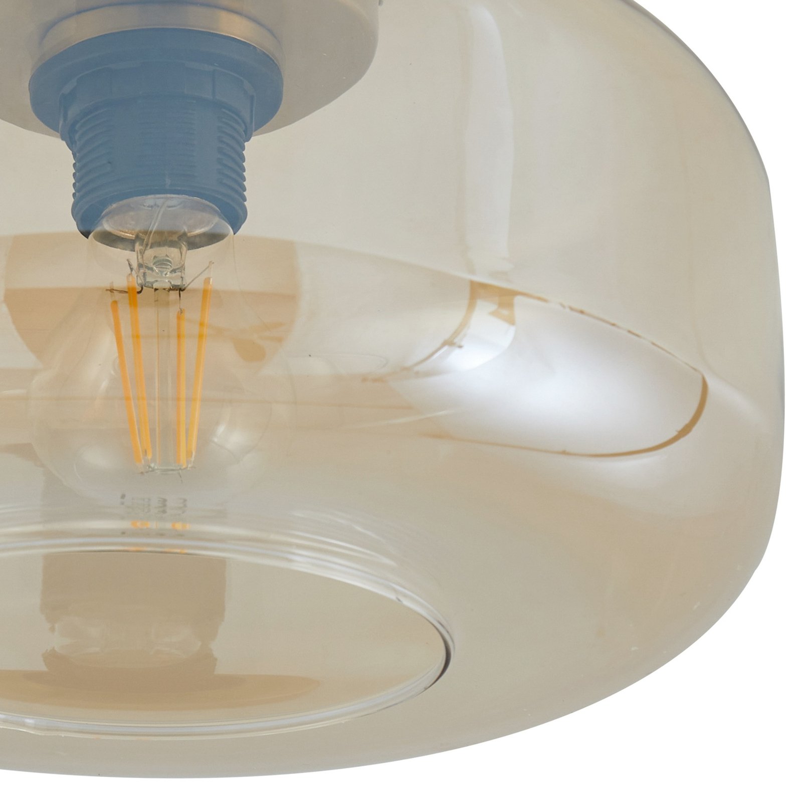 Lindby plafondlamp Hildur, Ø 28,5 cm, barnsteen, glas