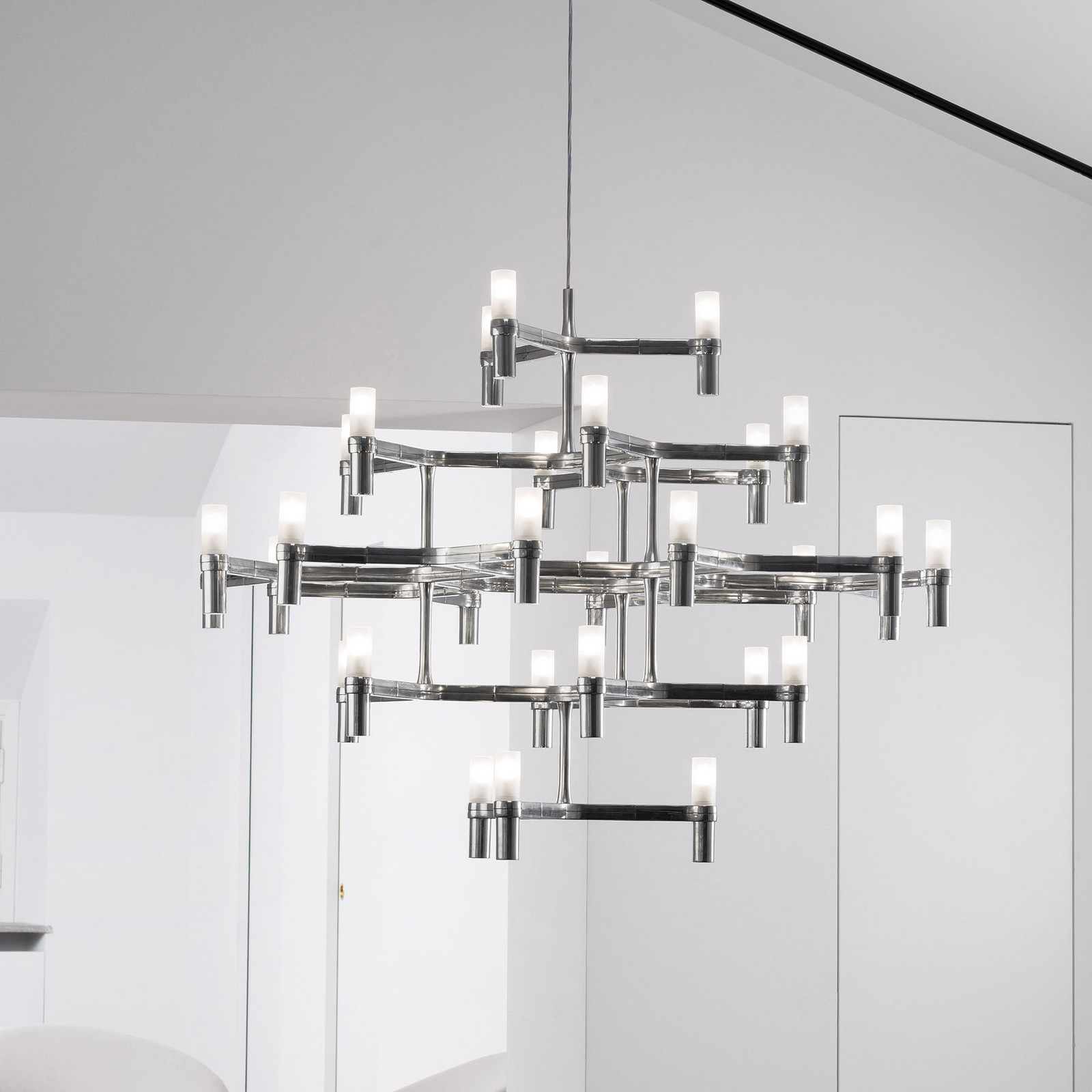 Nemo Crown Major lampă de suspendare Nemo Crown Major 30-light aluminiu - Camera de zi / sufragerie - Modern - aluminiu lustruit alb opal - Metal