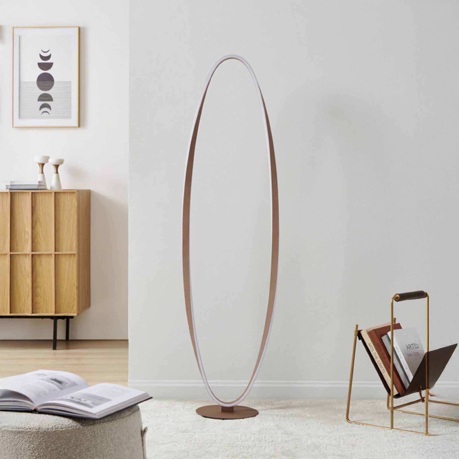 EGLO LED vloerlamp CAMEROTA, brons, hoogte 143 cm, CCT, dimbaar