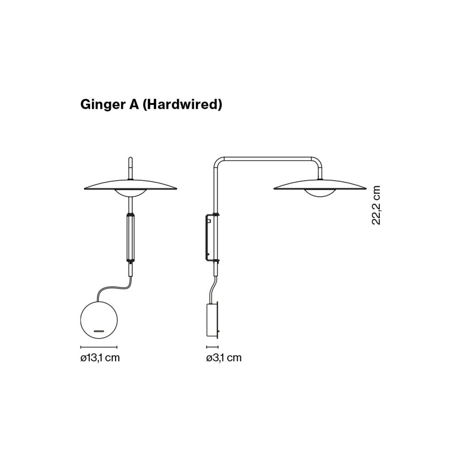 Ginger 20 A (On/Off) Aplică de Perete Hardwired Oak - Marset