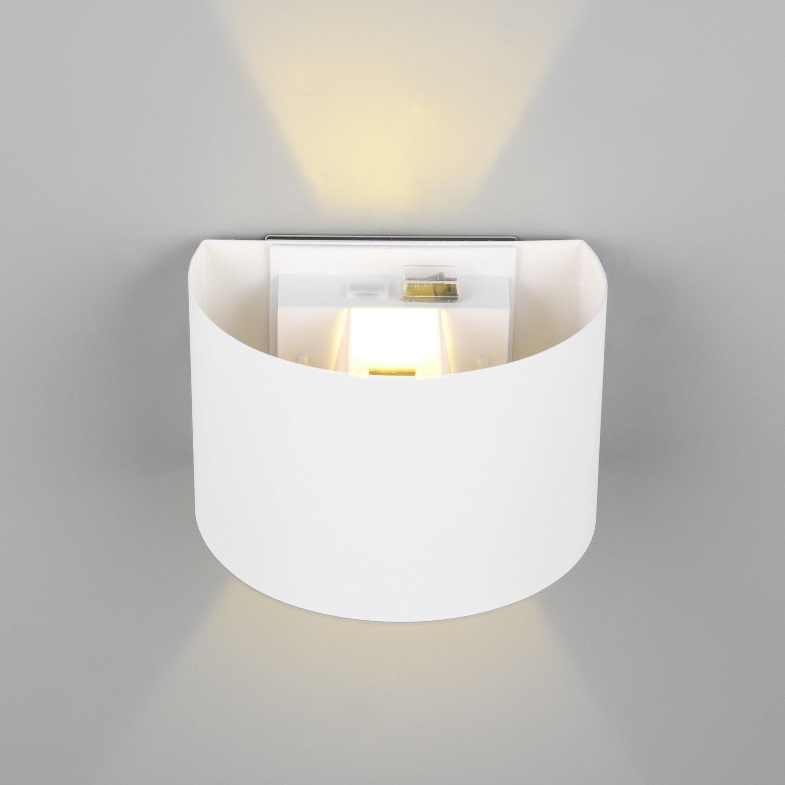 LED-es, újratölthető kültéri fali lámpa Talent, fehér, szélesség 16 cm,