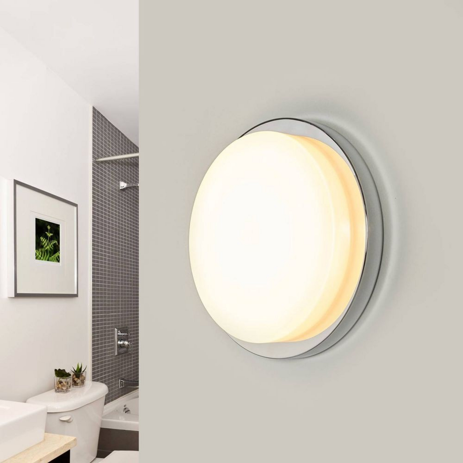 Cordula LED Plafonieră IP44 Chrome/Opal - Lindby