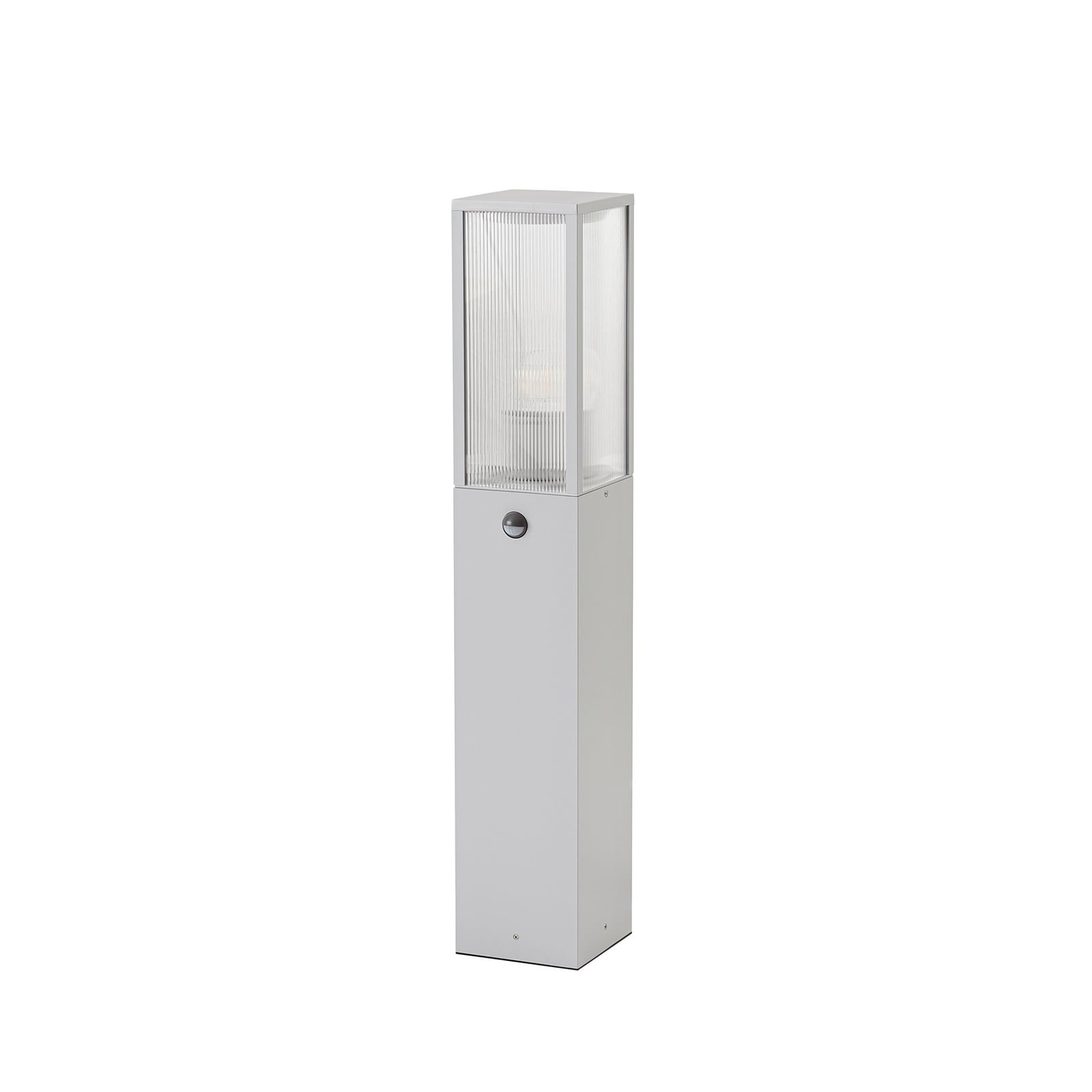 Lampione Peldar, grigio chiaro/scanalato, 80 cm, con sensore - Lindby