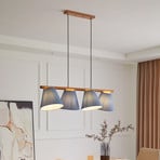 Lampa wisząca Lucande Jinda, niebieski, drewno, tkanina, 120 cm, E27