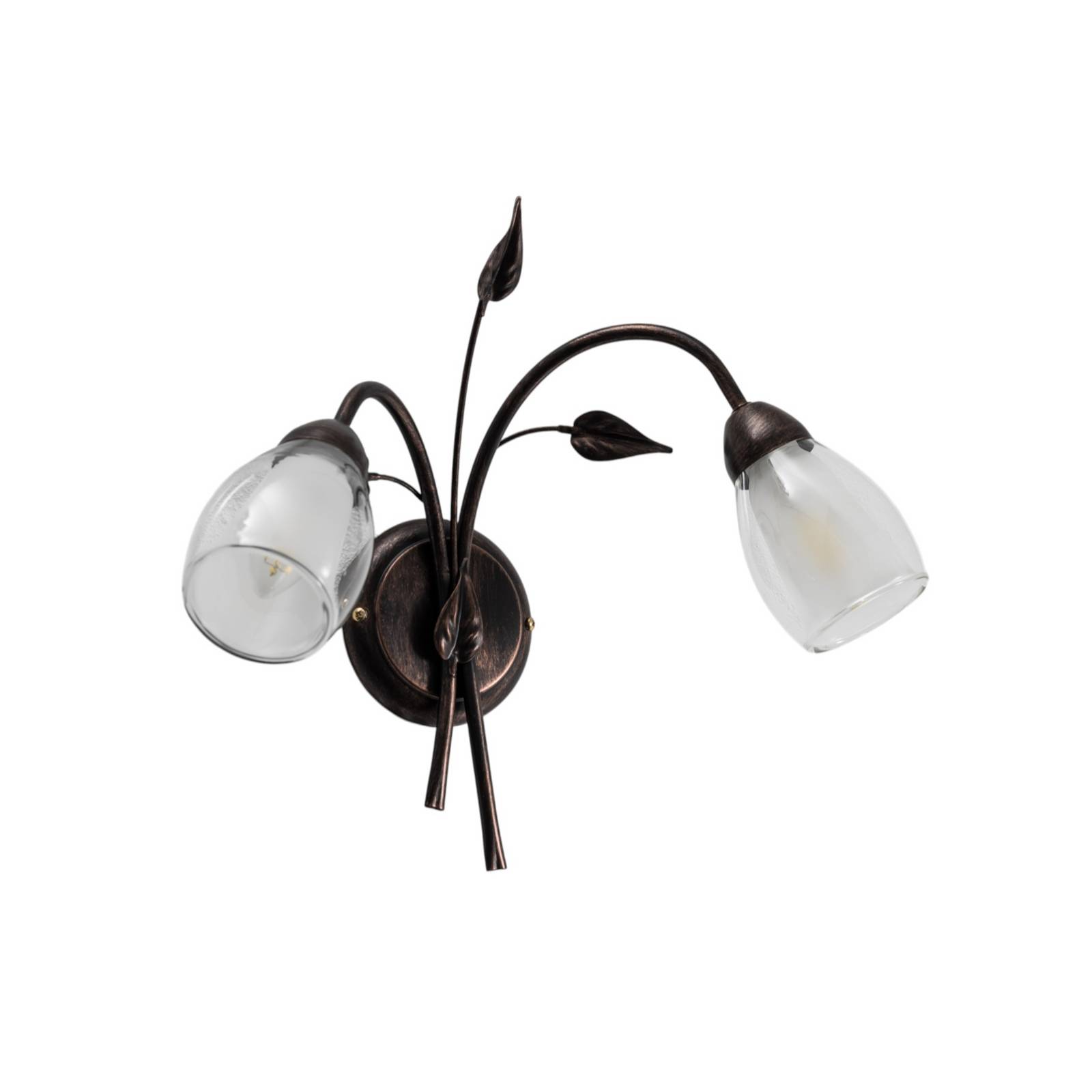 Wandleuchte Liliana, zweiflammig, schwarz, rotgold, Metall