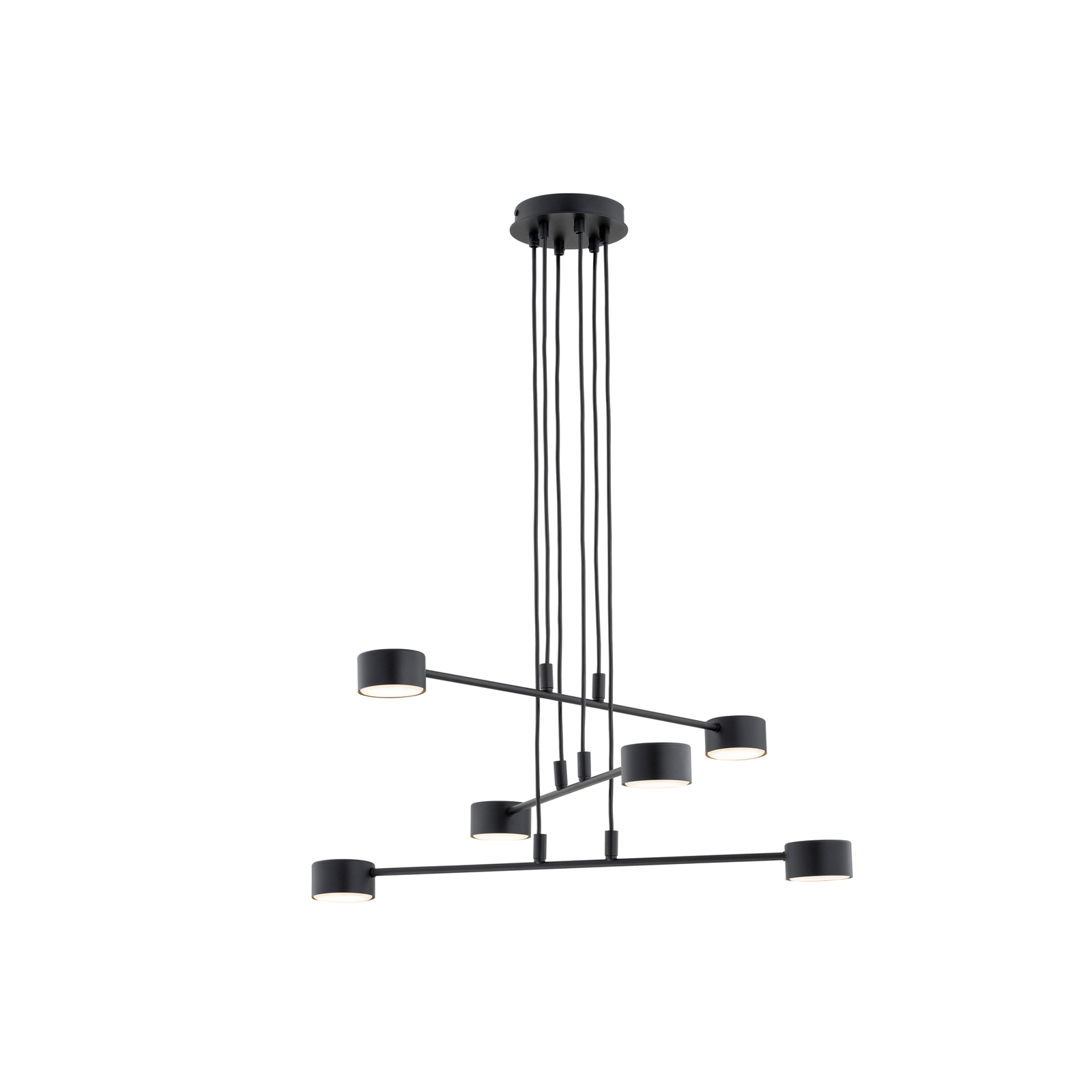 Suspension Modus 6, acier, à 6 lampes, GX 53, noir