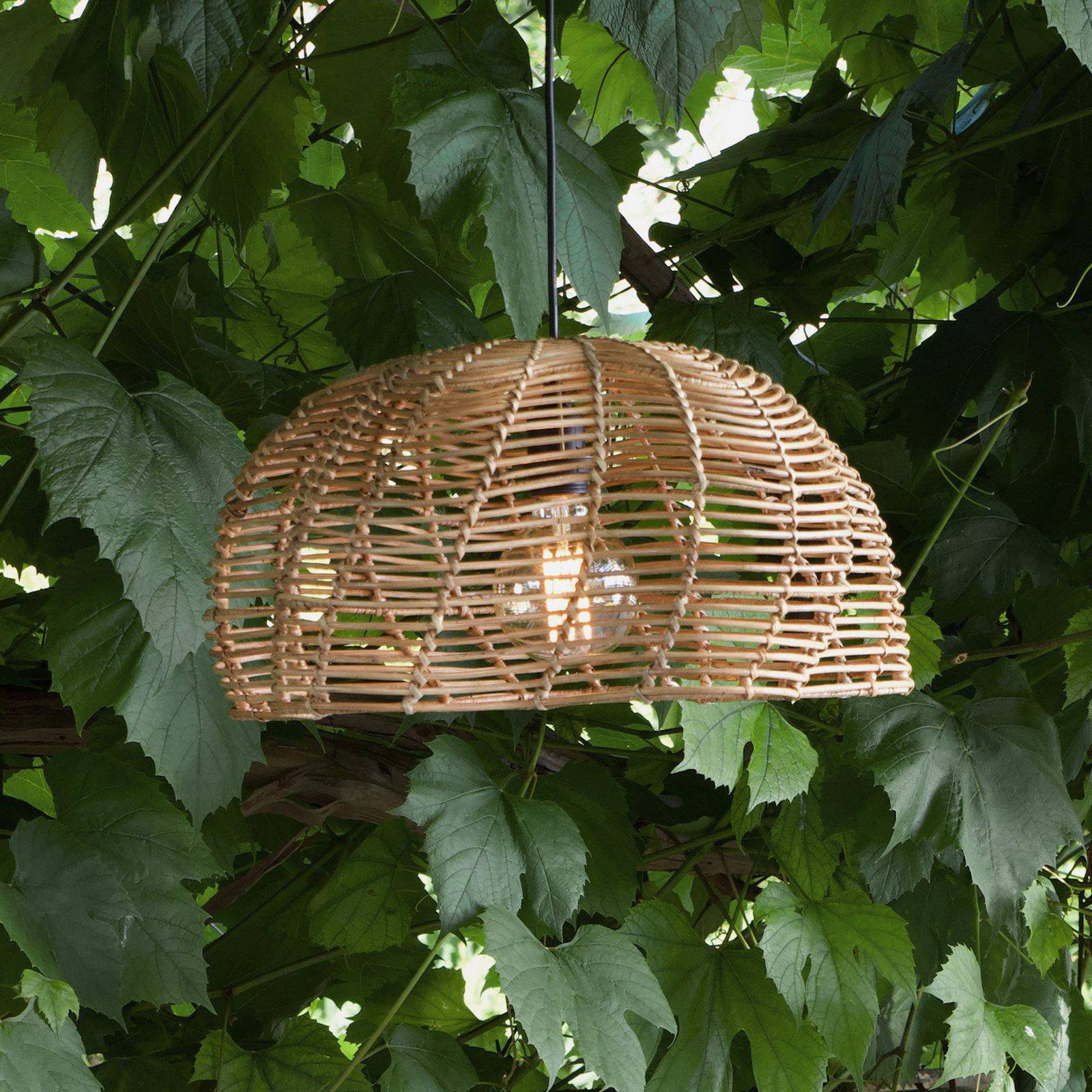 PR Home Suspension d'extérieur Mayla, rotin naturel, Ø 43 cm, fiche IP44