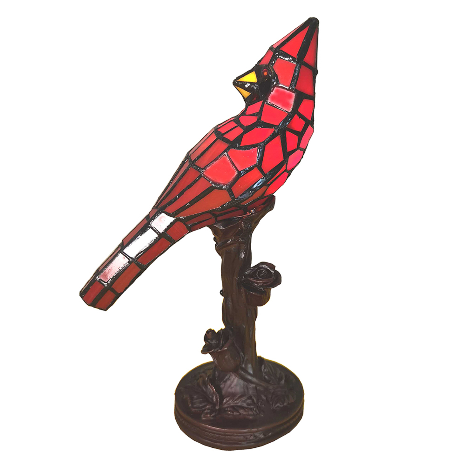 Tischleuchte 5LL-6102R Vogel, rot, Tiffany-Stil