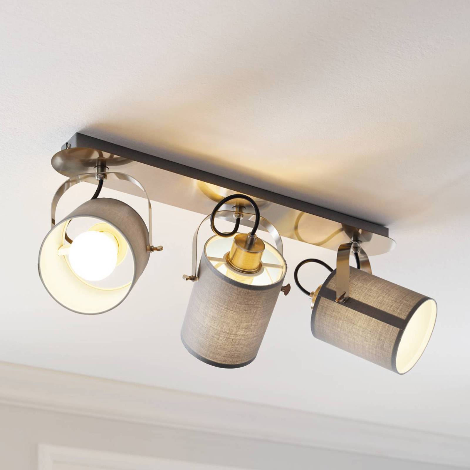 Photos - Chandelier / Lamp EGLO Ceiling spotlight Villabate and three cloth shades 