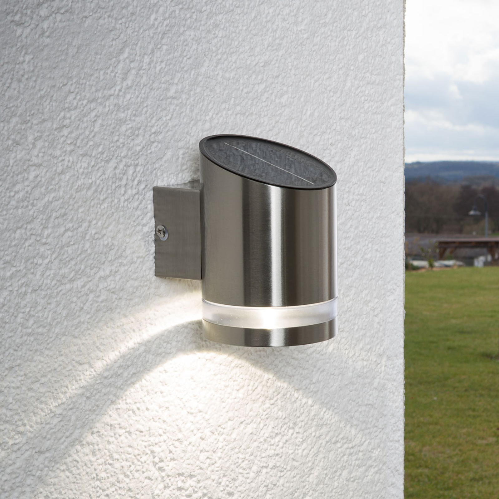 Lindby Salma LED solar light for the wall, Stainless steel, plastic, 0.5 W, energy efficiency: A+, W: 8.8 cm, H: 12.9 cm