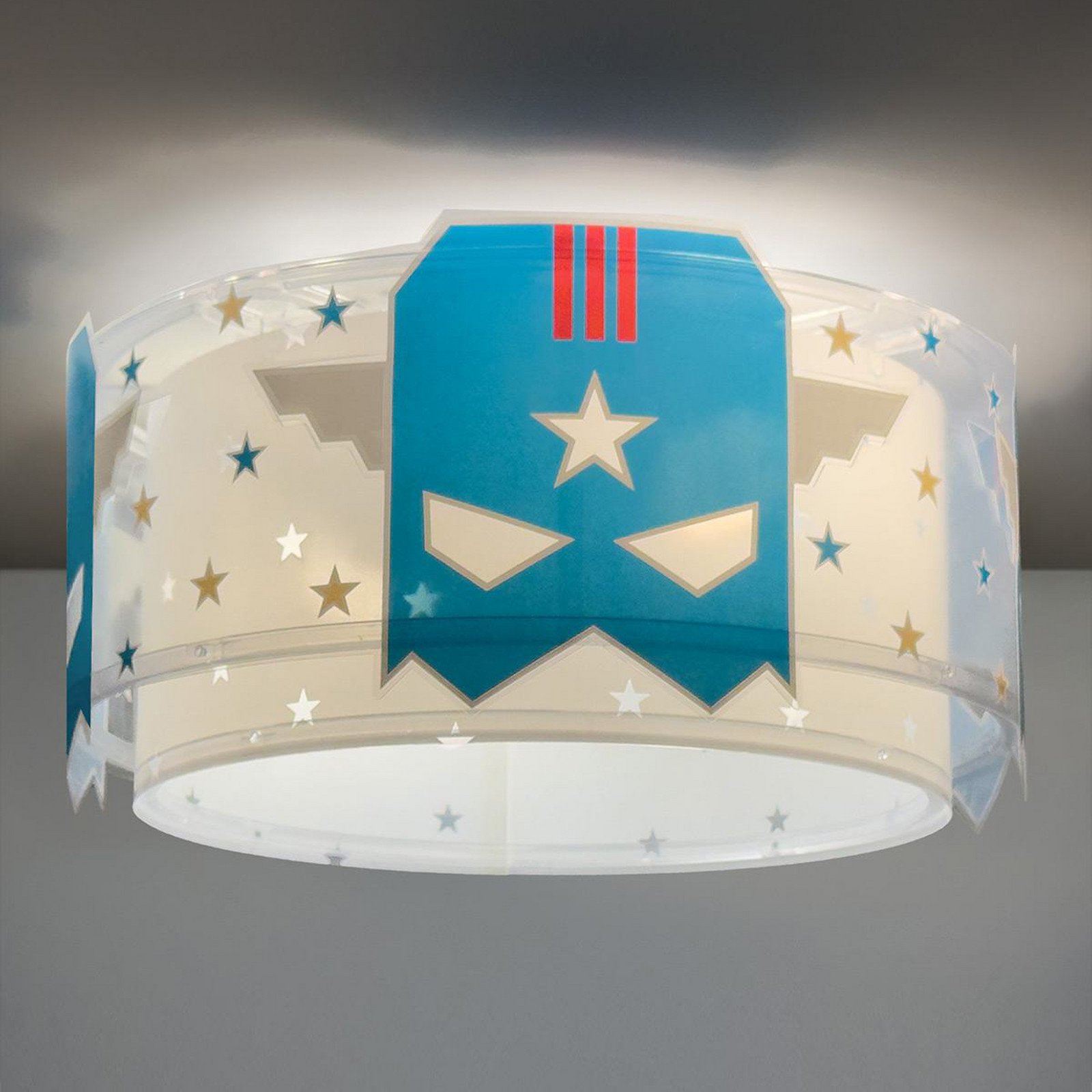 Dalber Blue Hero plafonieră alb/albastru Ø 33 cm - Camera copiilor - alb albastru roșu - Plastic