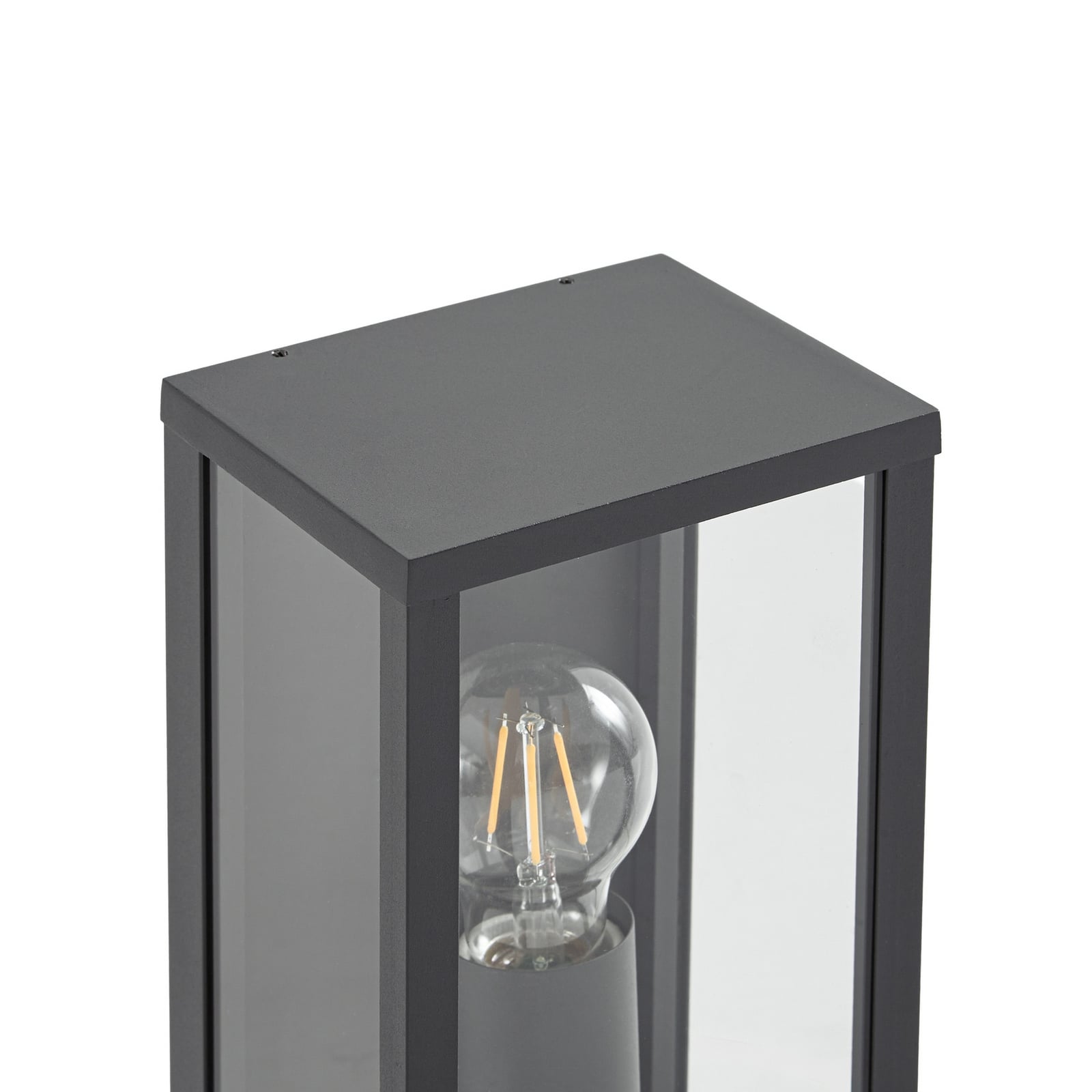 Aplique para exterior Lindby Peldar, antracita/transparente, 26 cm, sensor