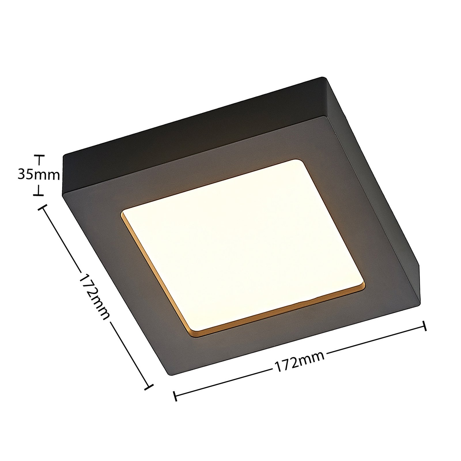 Prios Alette LED-taklampe, svart, CCT, 12 W