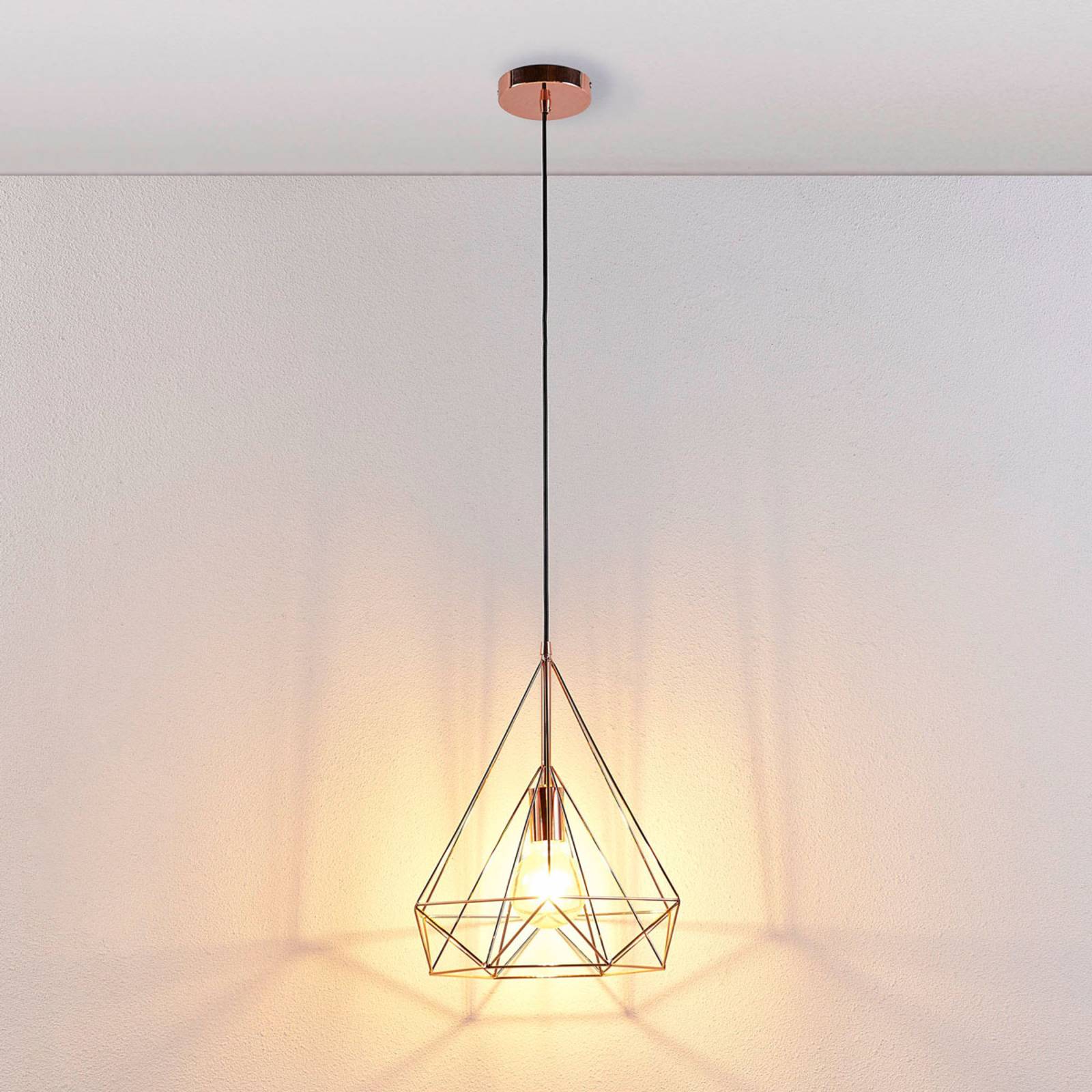Klatkowa lampa wisząca Jossa, miedź