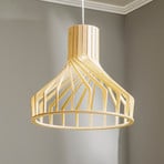 Bio S pendant light, wooden cage lampshade GU10