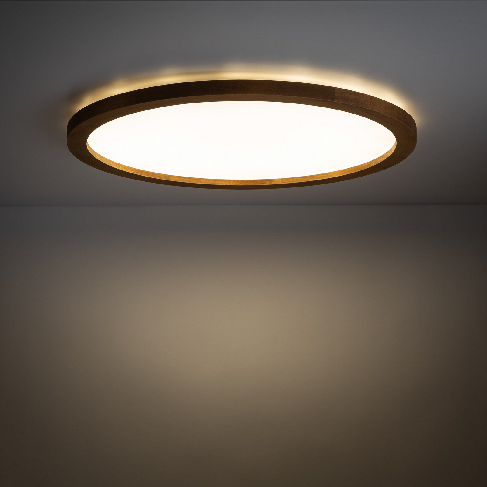Aqua LED panel, walnut, Ø 52.5 cm, 45 W