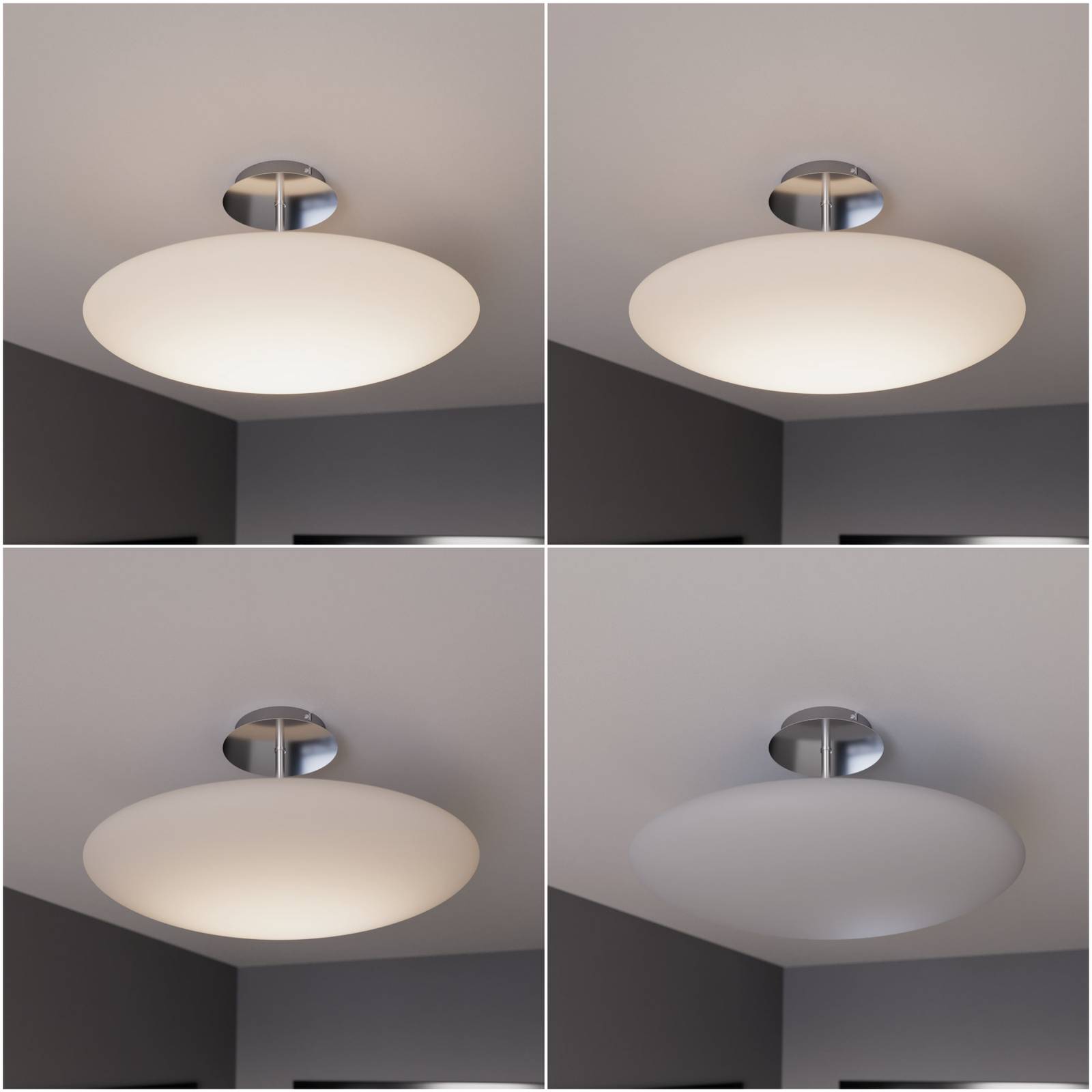 Lampa sufitowa LED Lindby Gunda, biała, szkło, Ø 47 cm