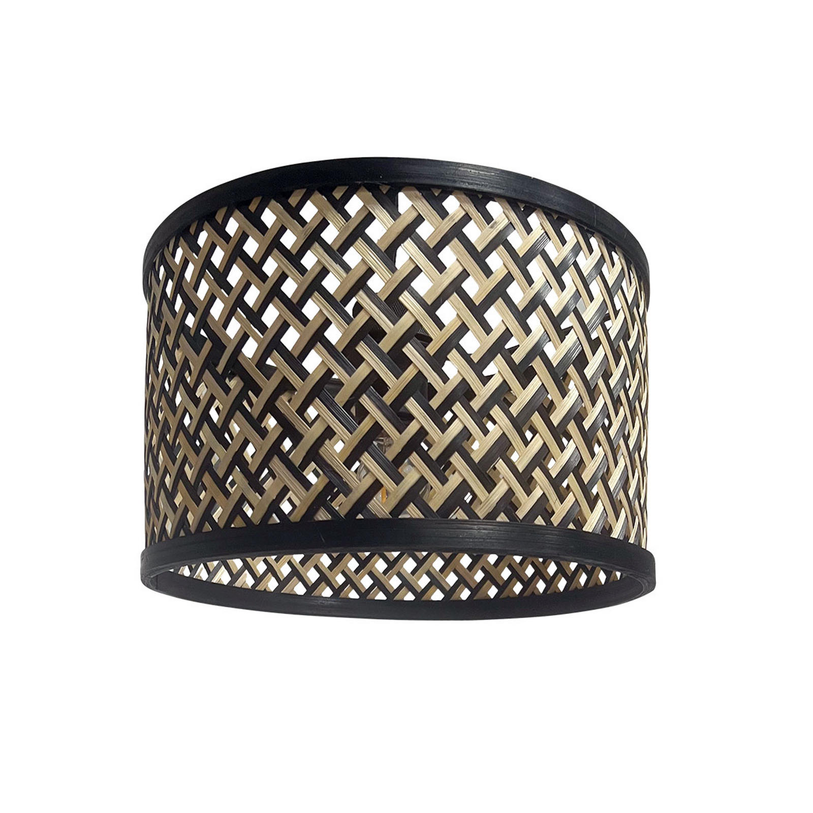 Tafellamp Stang 3856ZW, gevlochten zwart/naturel, H. 55 cm