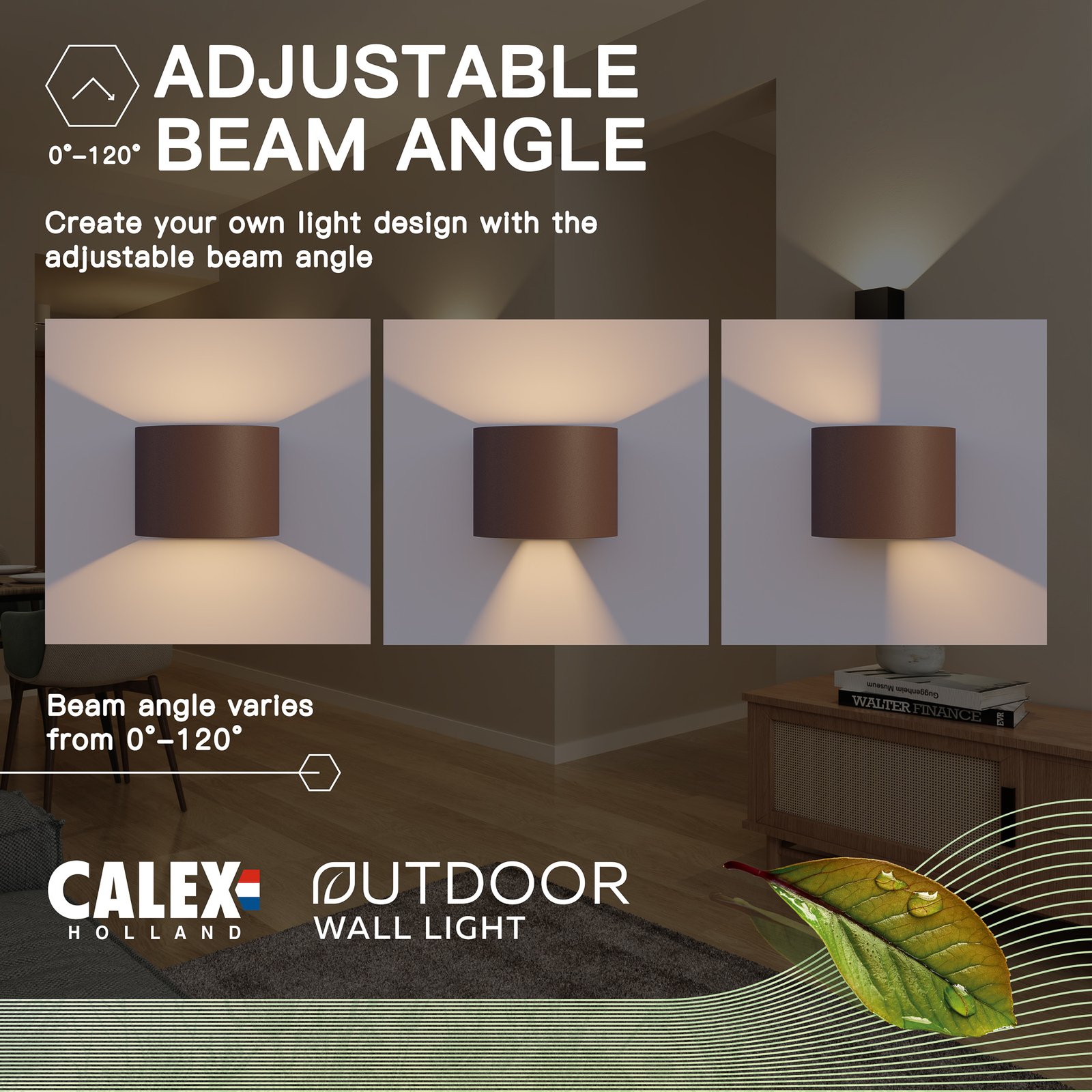 Calex LED-Außenwandlampe Oval, up/down, Höhe 10cm, rostbraun