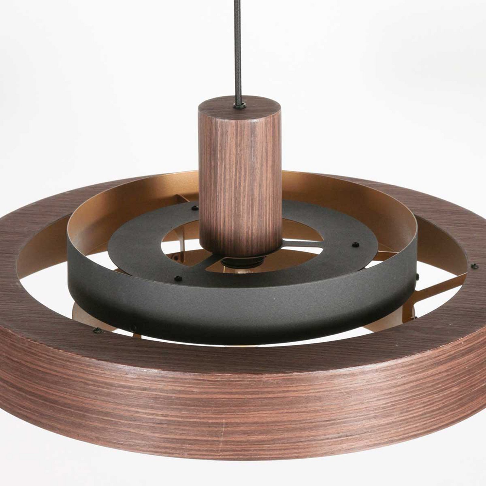 Hängeleuchte Flinter, Holzdekor, Metall, Ø 50 cm, E27