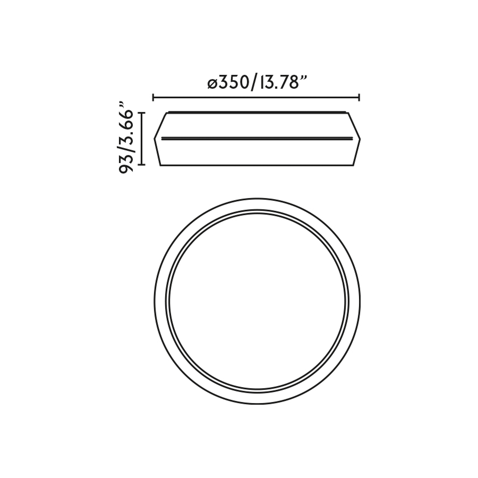 Candeeiro de teto LED Shoku, branco/preto, alumínio/PMMA, Ø 35 cm