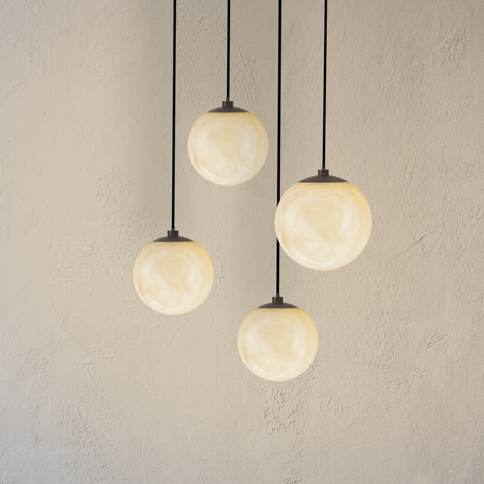 LED-Hängeleuchte ARE, schwarz, Alabaster, Ø 8 cm, CCT, DALI