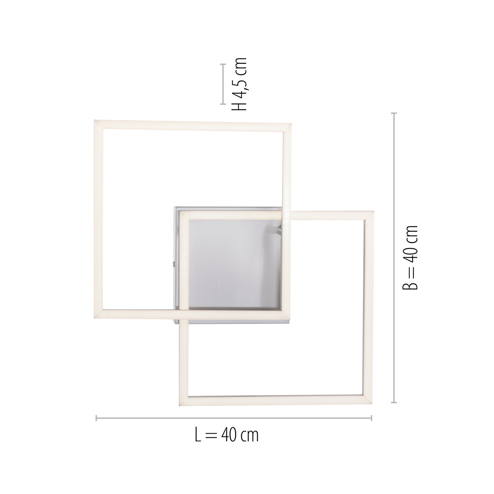 LED-Deckenleuchte Iven, stahl, 35,9x35,9cm