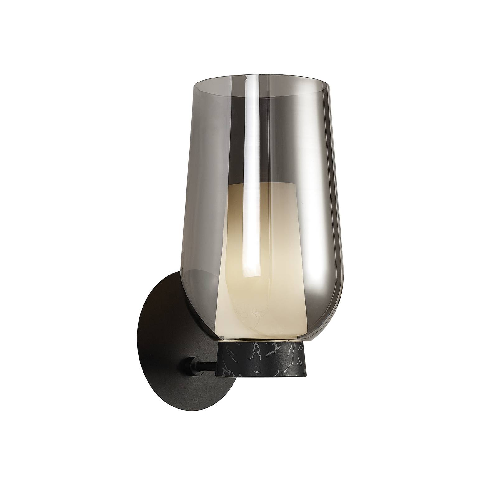 Wandleuchte Nora, schwarz-chrom, Glas, Metall