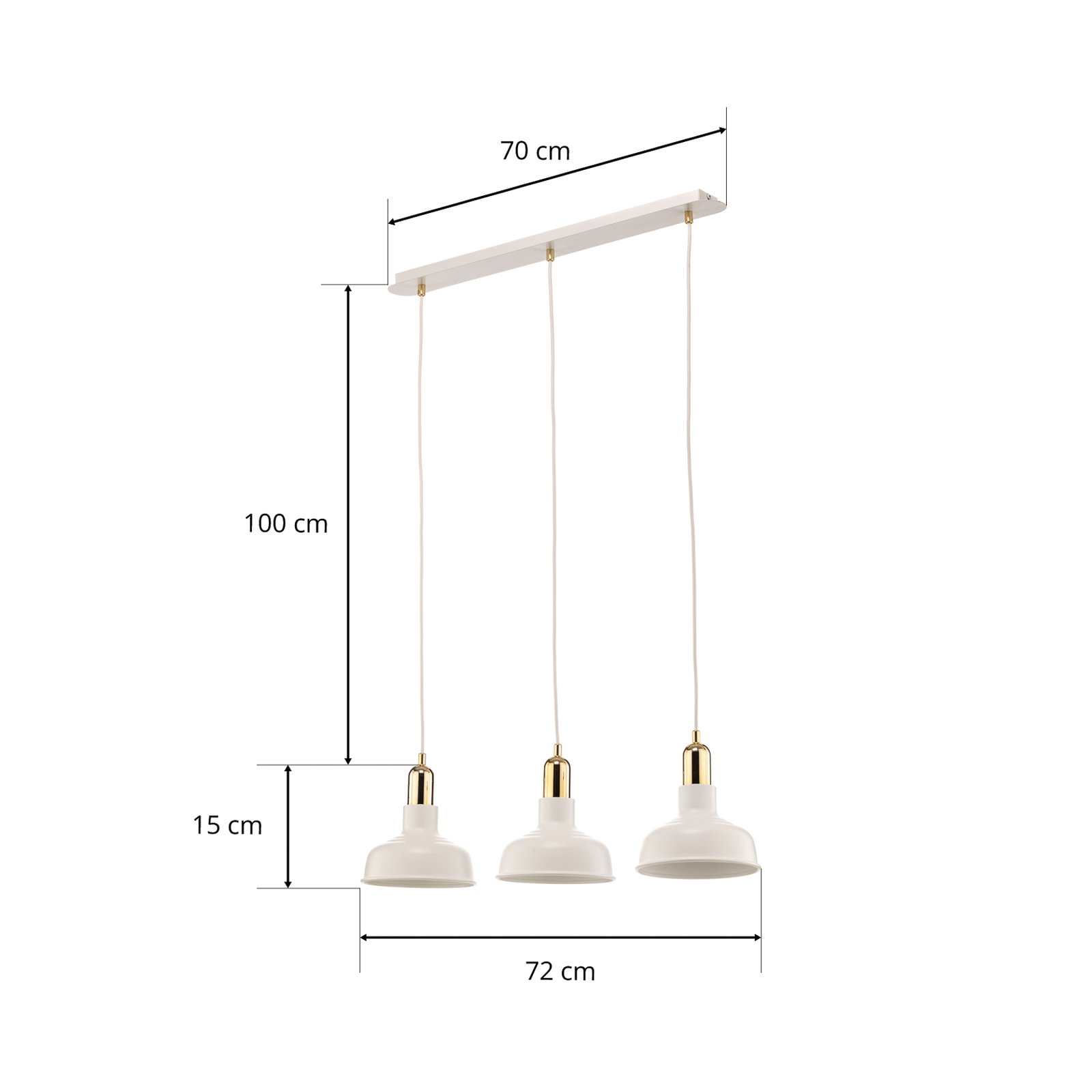 Gubo pendant light, 3-bulb, white