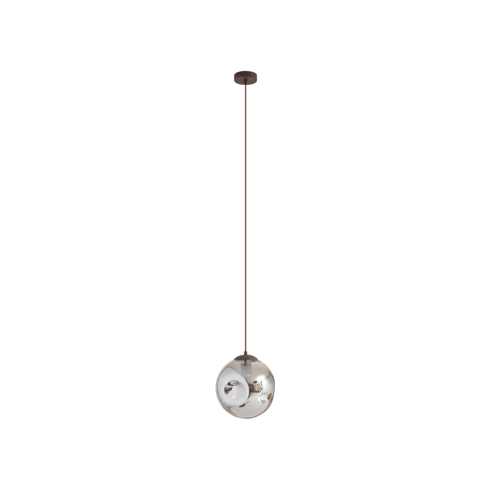 Lindby lampada a sospensione Valentina, E27, Ø 25 cm, grigio fumo, vetro