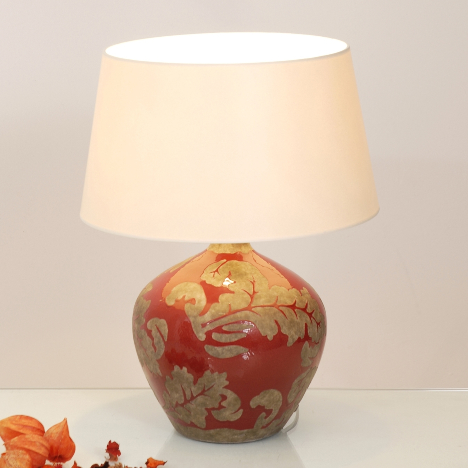 Lámpara de mesa Toulouse redonda, 42 cm, rojo