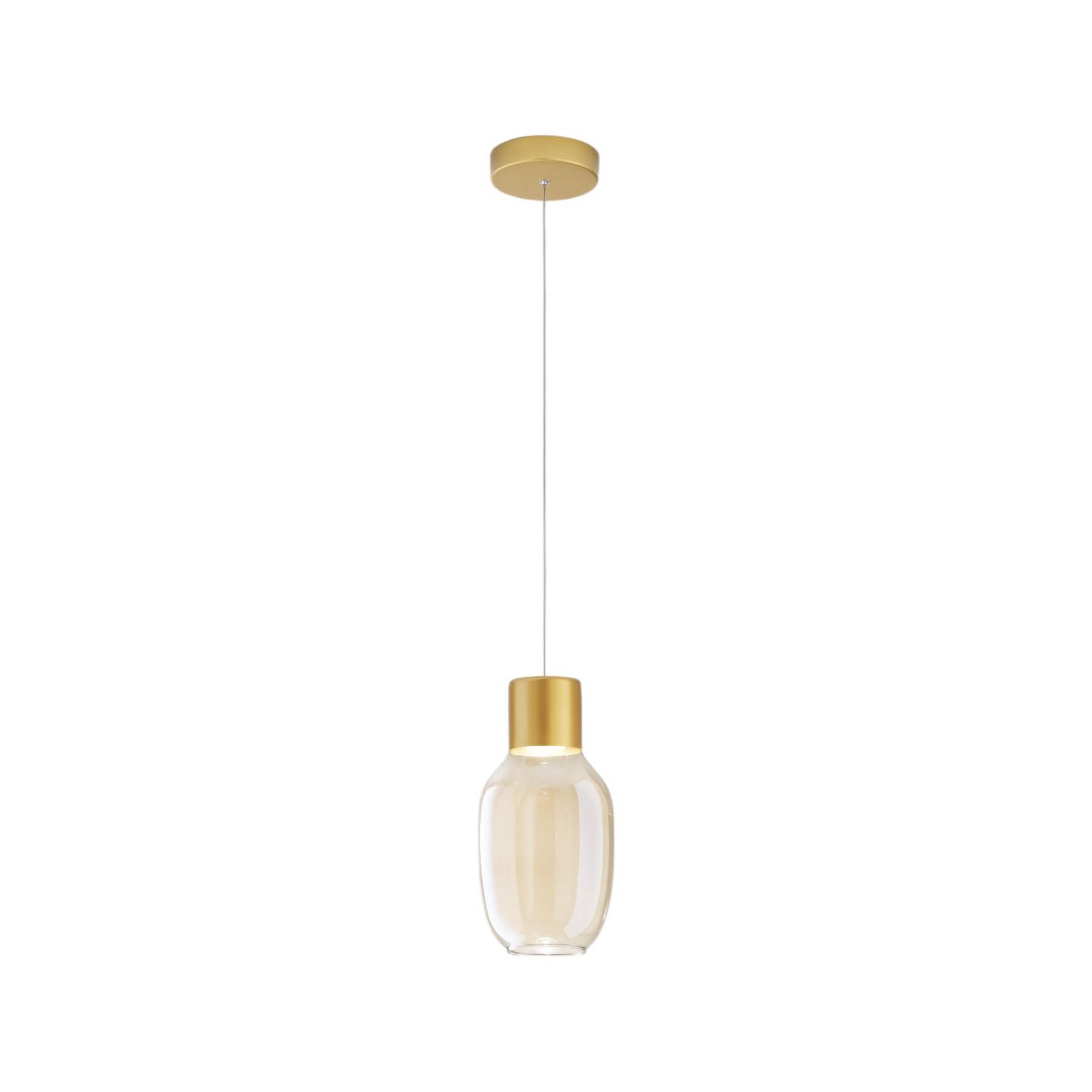 Lampada LED a sospensione Lapo, a 1 luce, colore cognac, Ø 16 cm, vetro