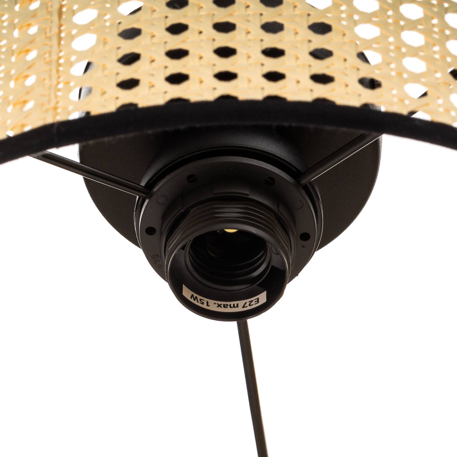 Lampa sufitowa Boho z rattanu, beżowa/petrol