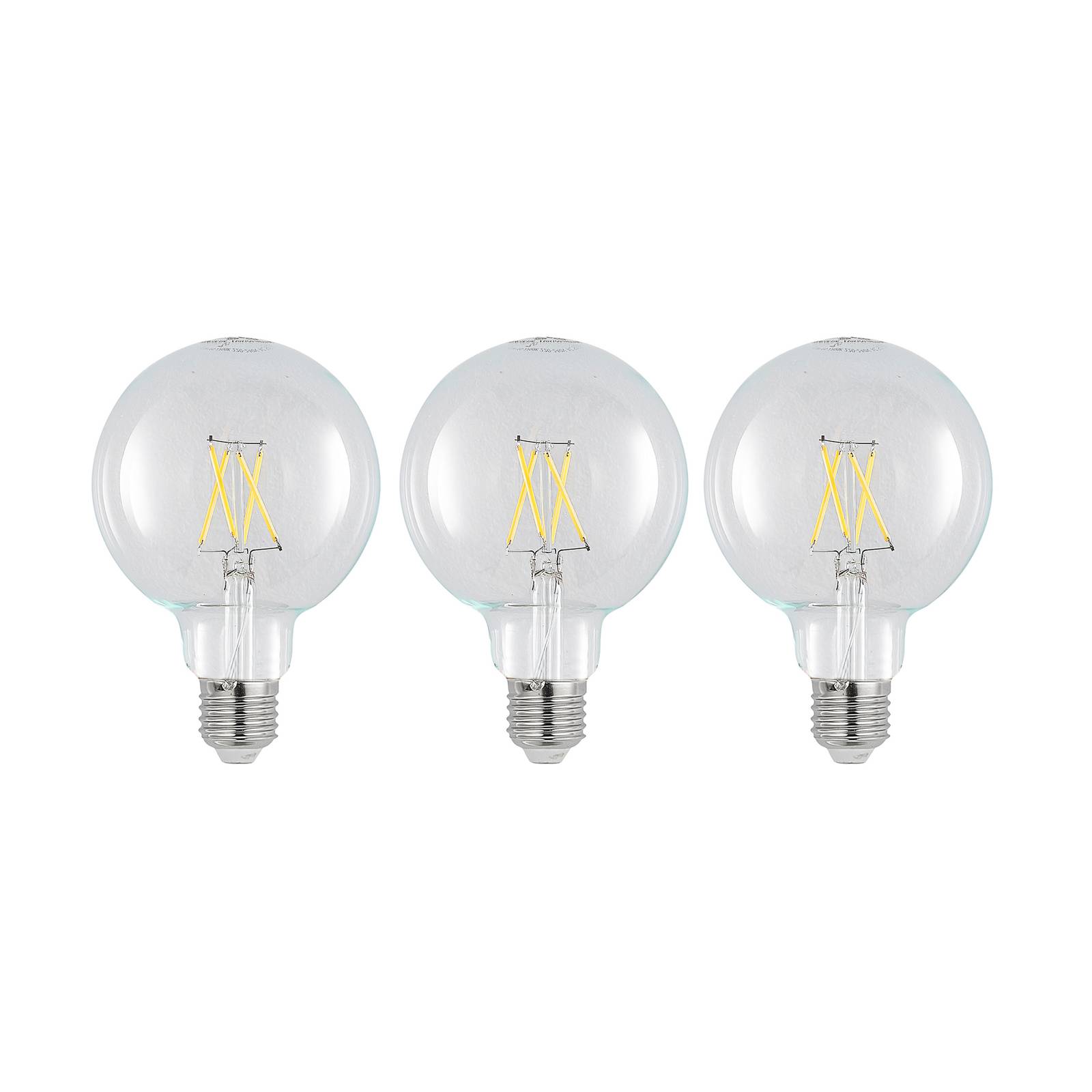 LED-Lampe E27 4W 2.700K G95 Globe klar 3er-Set