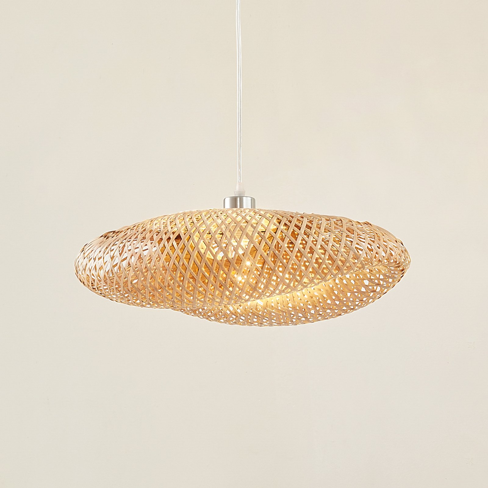 Lindby pendant light Eleane, bamboo, natural, Ø 50 cm