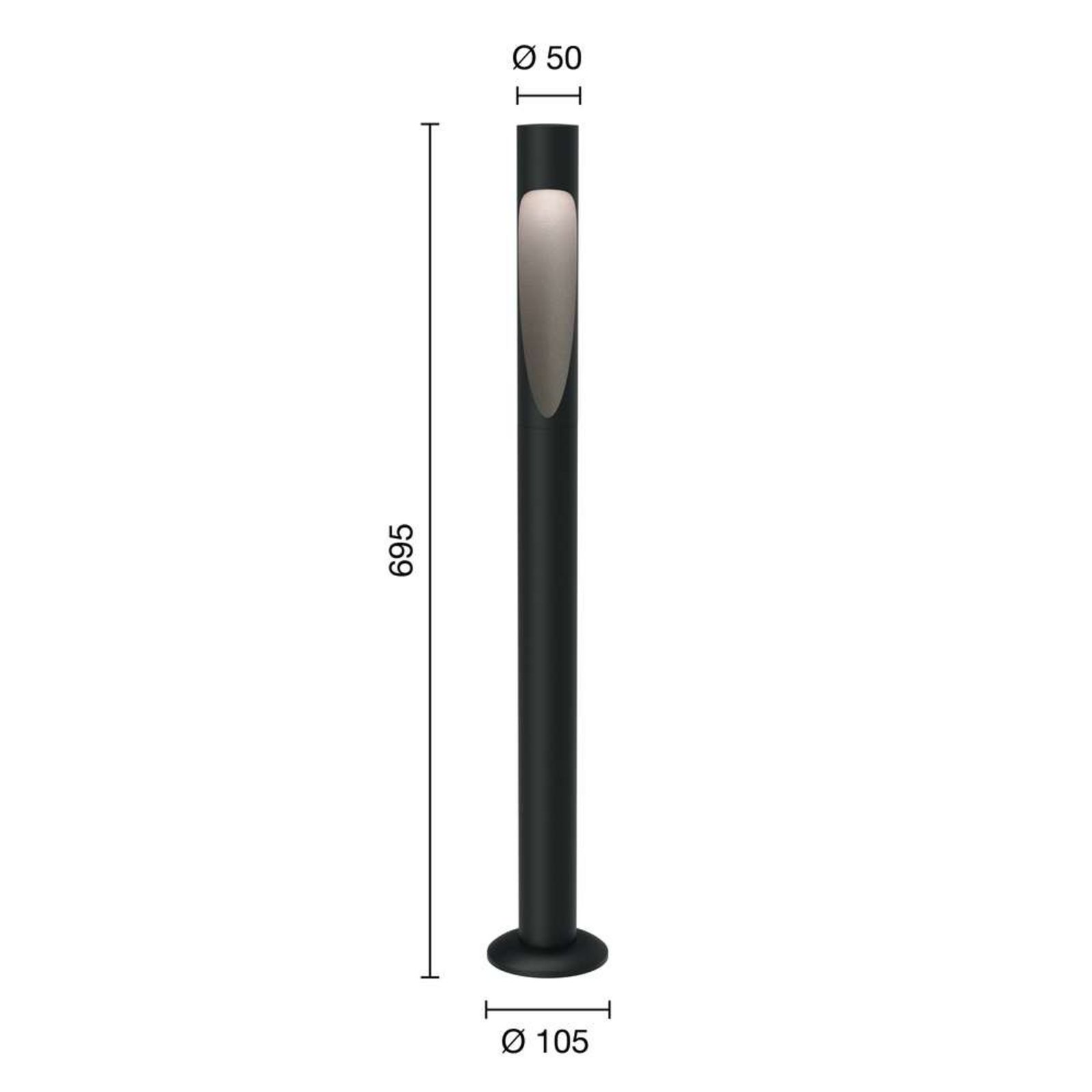 Flindt Garden Lampada da Giardino Long 2700K con Base Black - Louis Poulsen