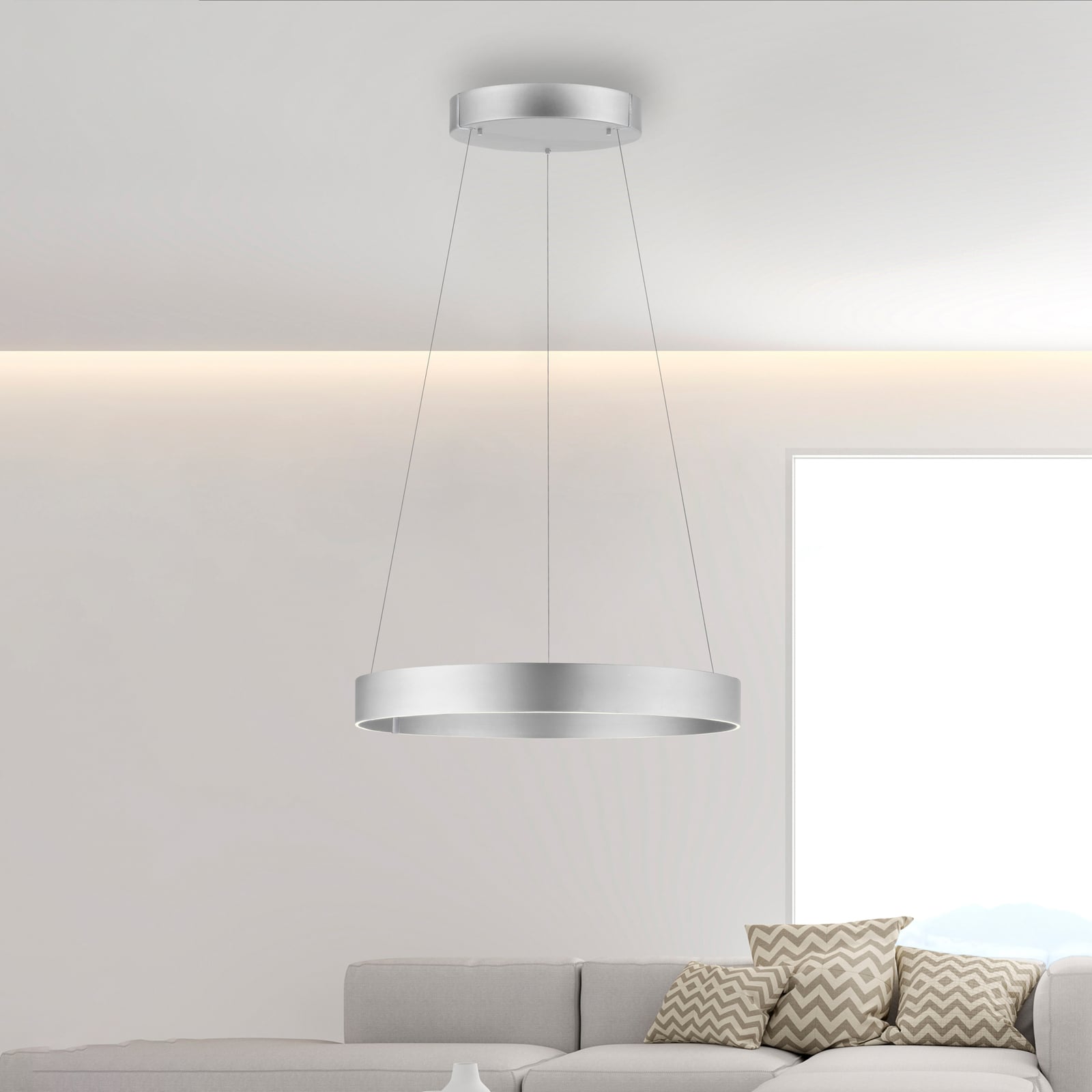 E-Clipse LED-hänglampa, stone, Ø70 cm, metall, CCT – PURE E-Clipse LED-hänglampa, stone, Ø70 cm, metall, CCT – PURE