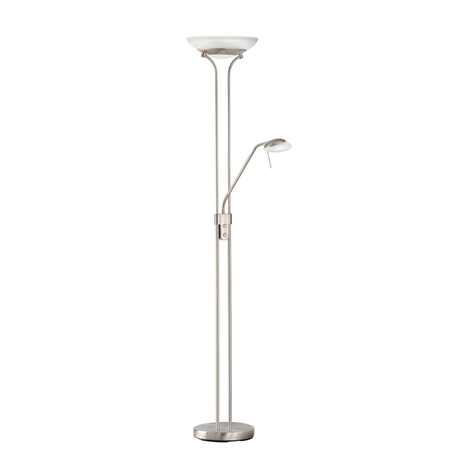 LED Deckenfluter POOL Silber mit Leselampe dimmbar 182cm groß