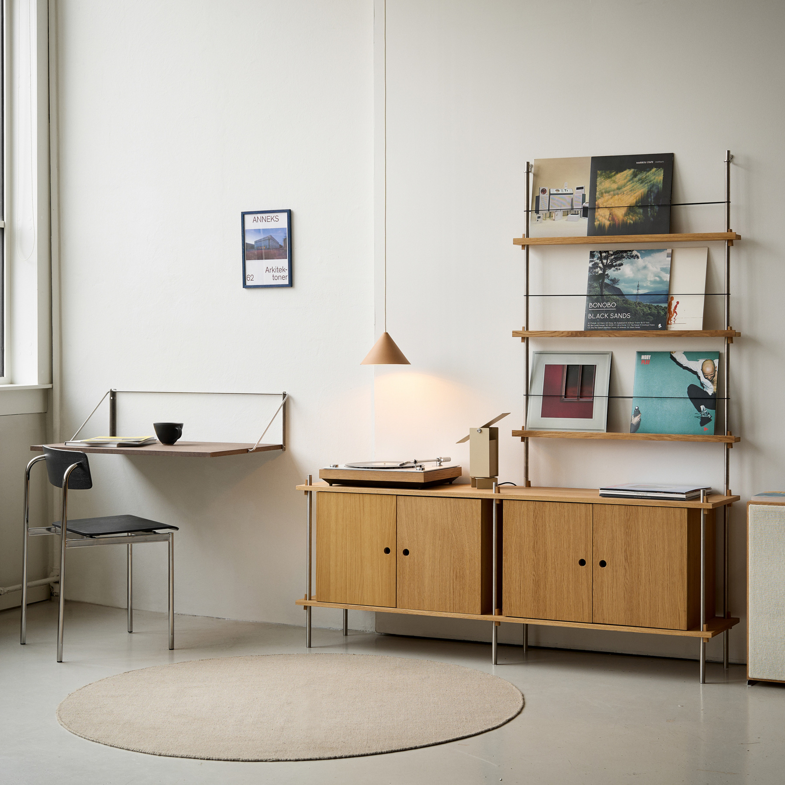 Table pliante murale Fold-out Desk, bois foncé, 90 cm, chêne - Moebe