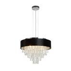 Glamour pendant light, glass crystal, black, G9, Ø 45.4 cm