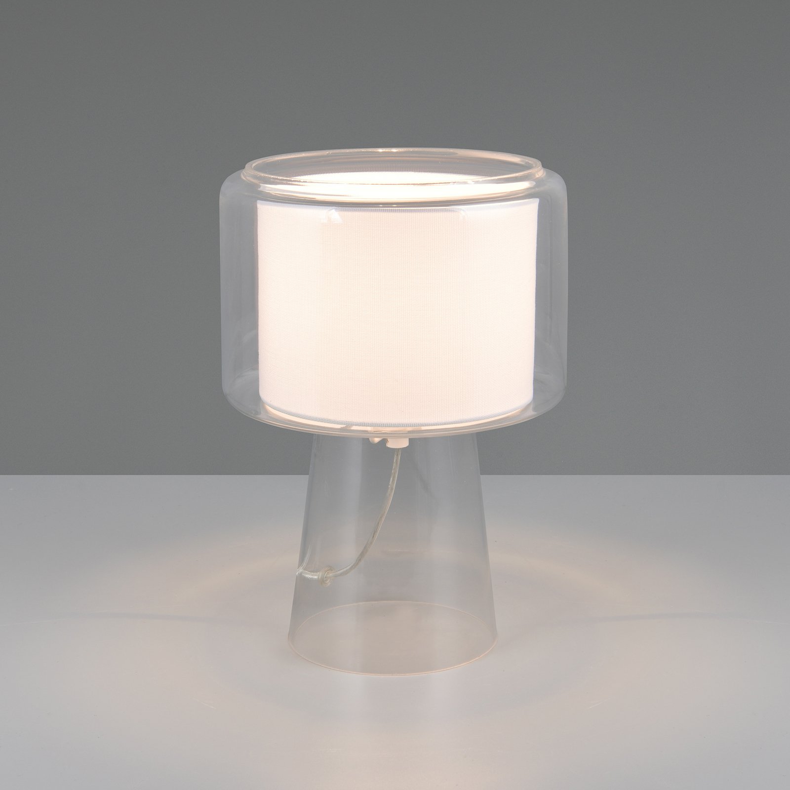 Lampada da tavolo Rocka, trasparente, altezza 29 cm, vetro/tessuto Lampada da tavolo Rocka, trasparente, altezza 29 cm, vetro/tessuto