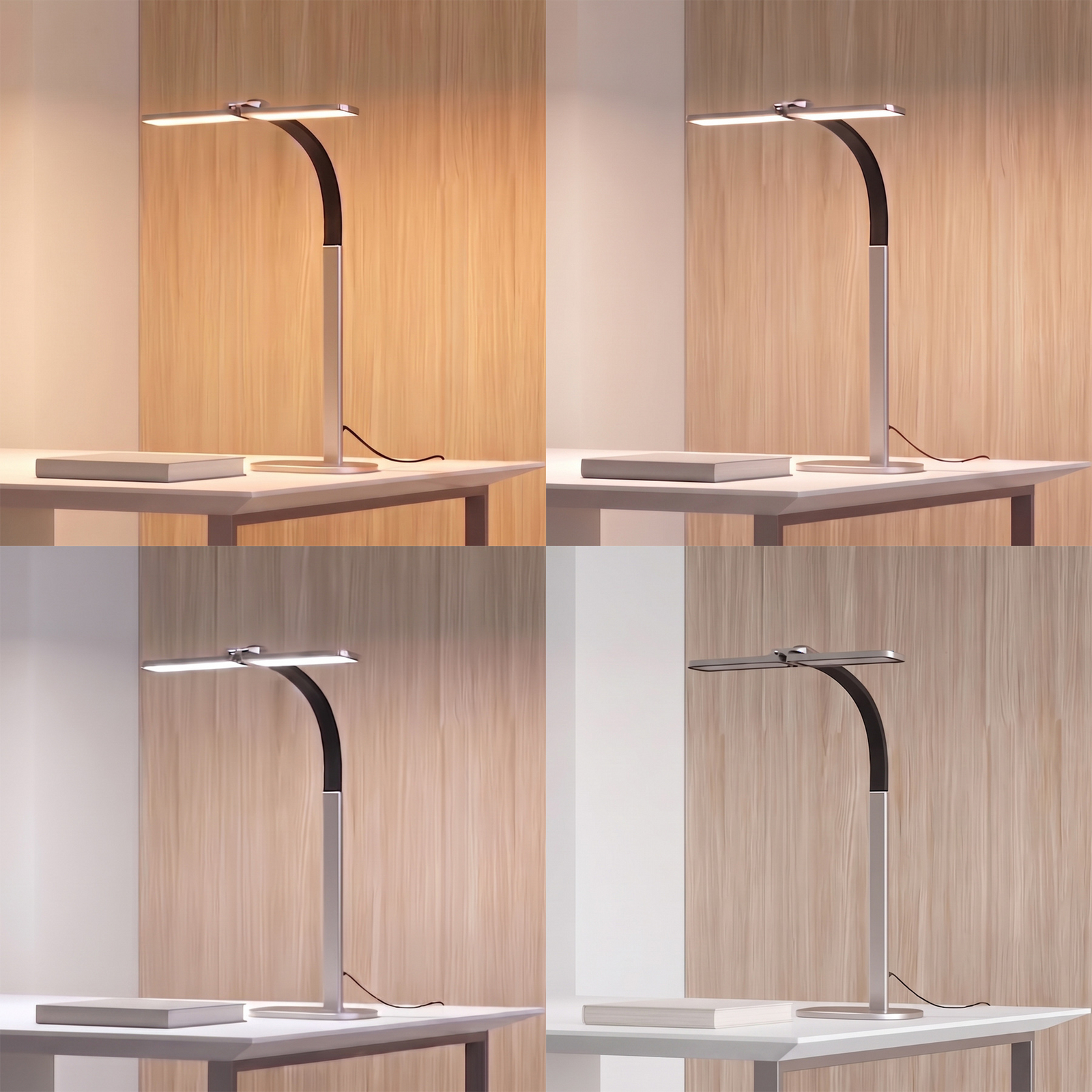 Candeeiro de secretária LED Fynnon, GRAU, 80 cm, CCT, regulável, alumínio -