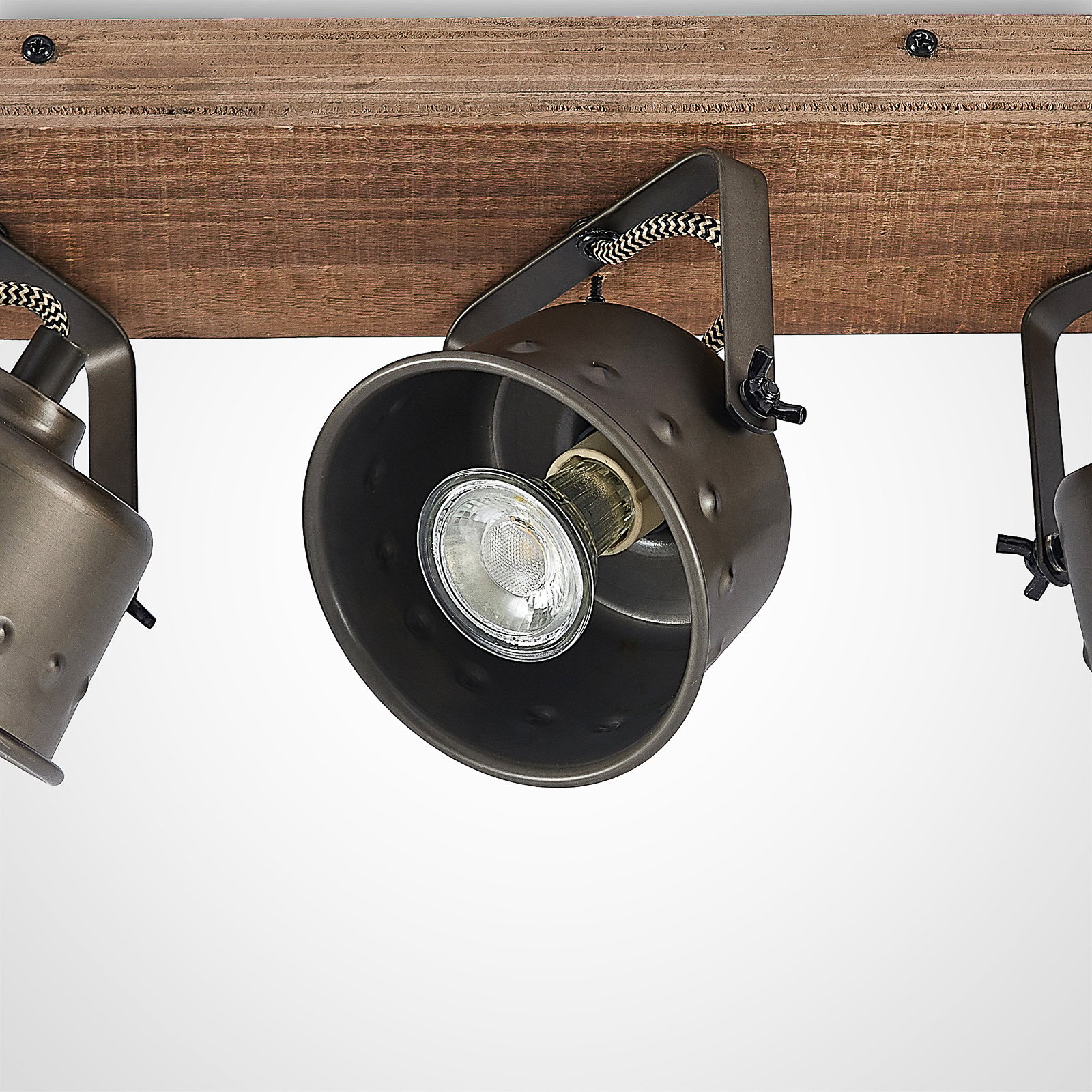 Rubinjo 4 Ceiling Lamp Wood/Black - Lindby