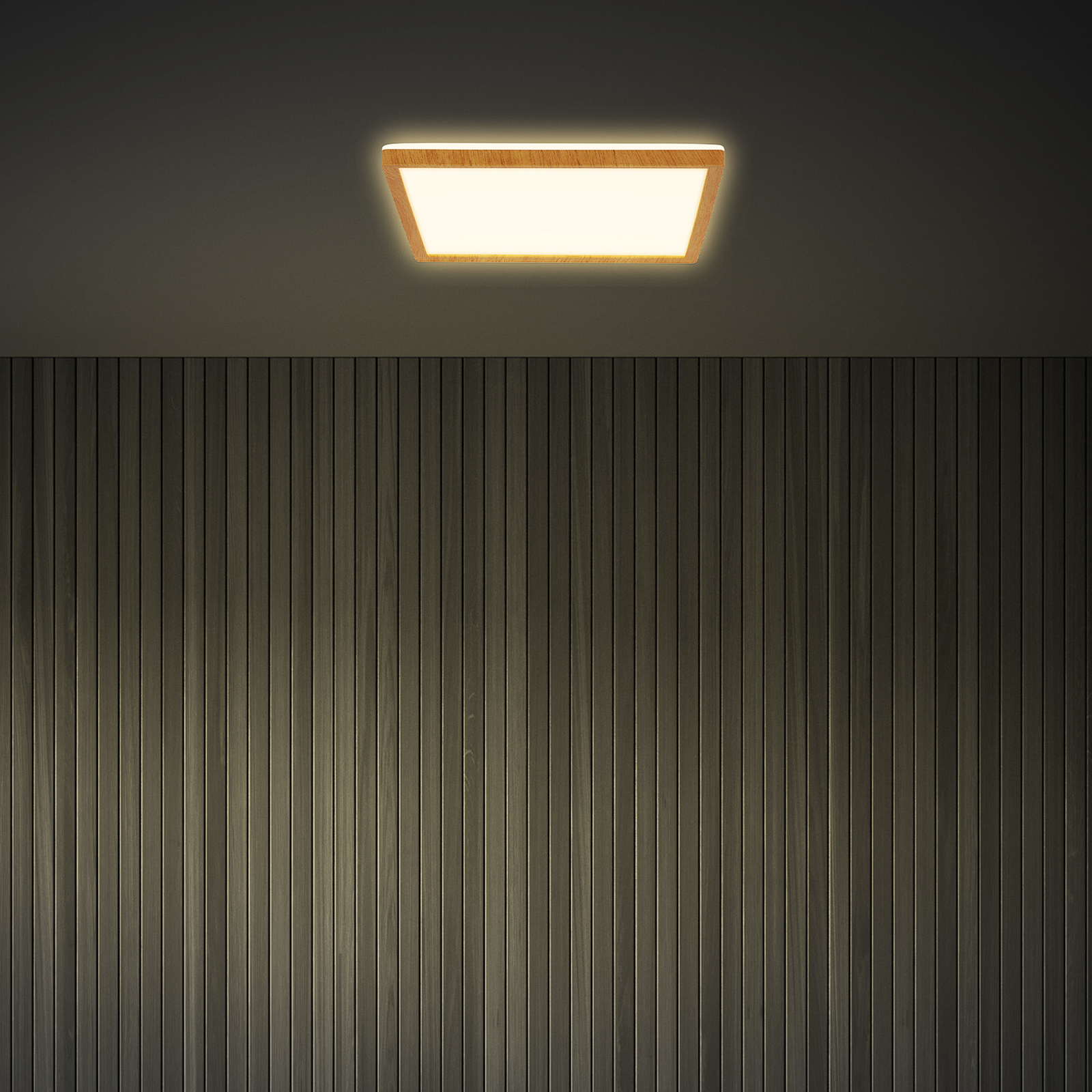 Tava Wood LED ceiling light, 29 x 29 cm, plastic, 3,000 K