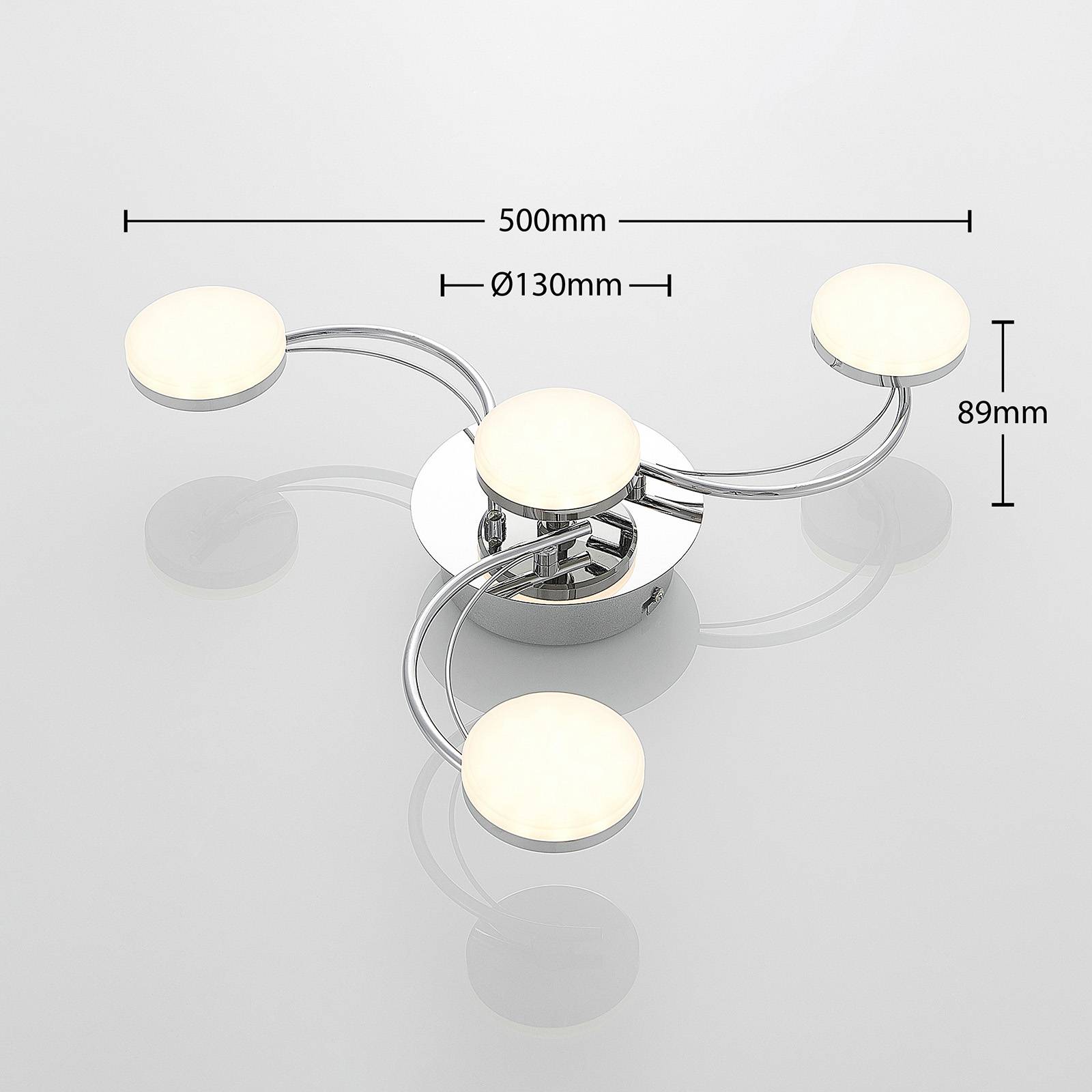 Lampa sufitowa LED Lindby Dyln, Ø 50 cm, 4-punktowa, w kolorze chromu