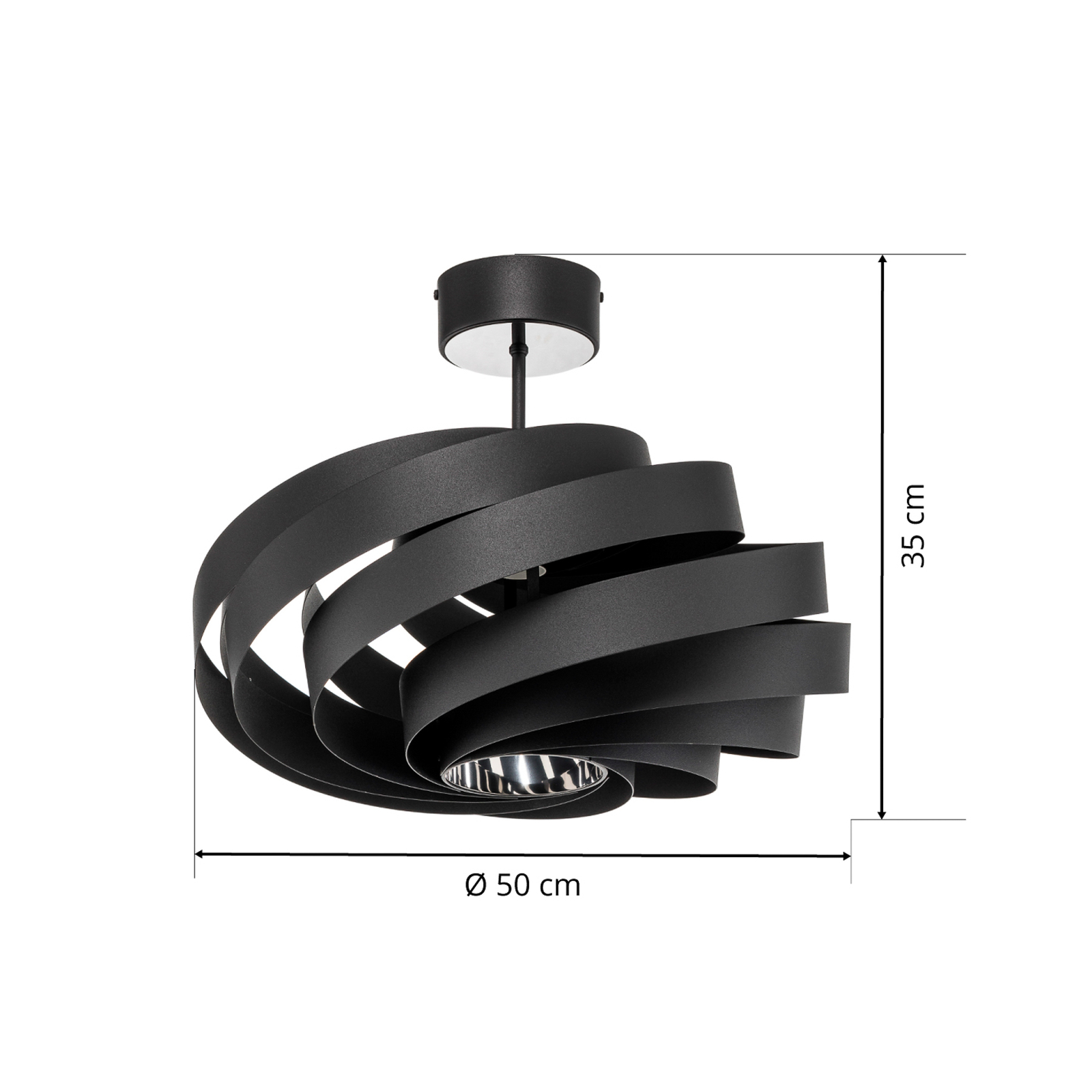 Vento taklampa, svart, Ø 50 cm, metall, E27