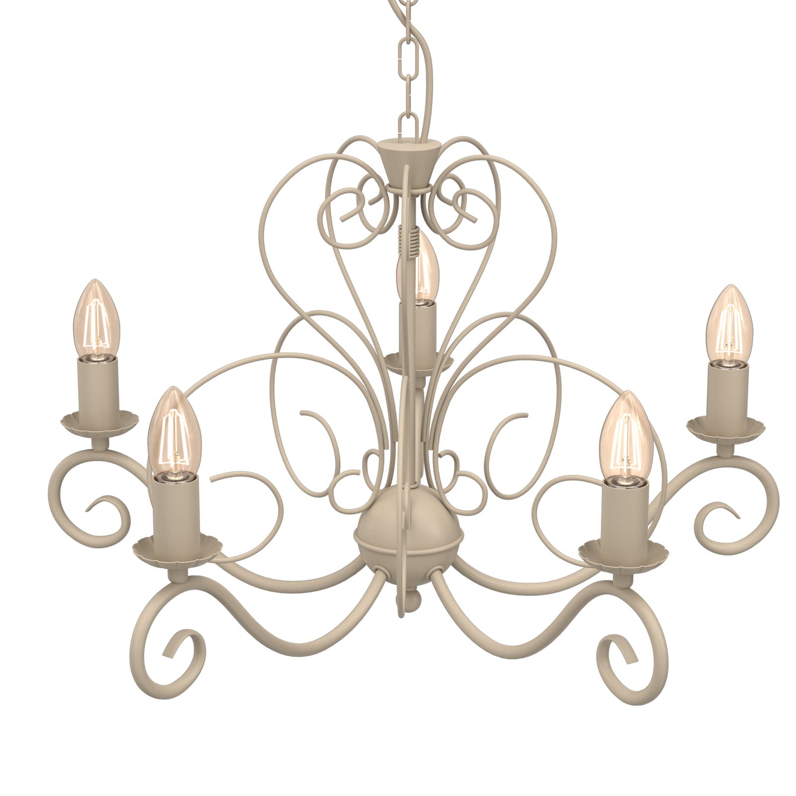 Mauro chandelier, beige, 5-bulb, Ø 62 cm, metal, E14 Mauro chandelier, beige, 5-bulb, Ø 62 cm, metal, E14