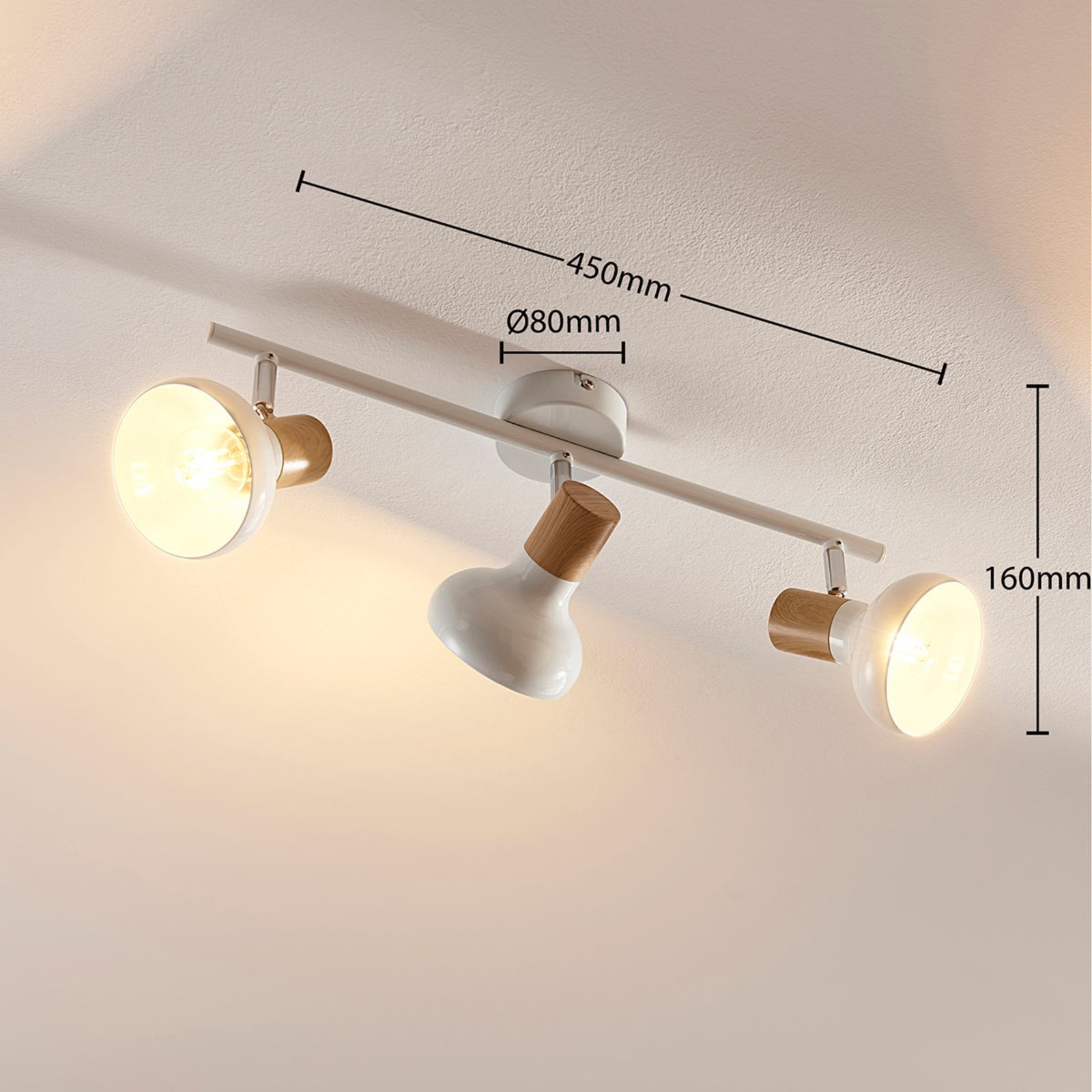 Fridolin - lámpara de techo metálica, 3 bombillas