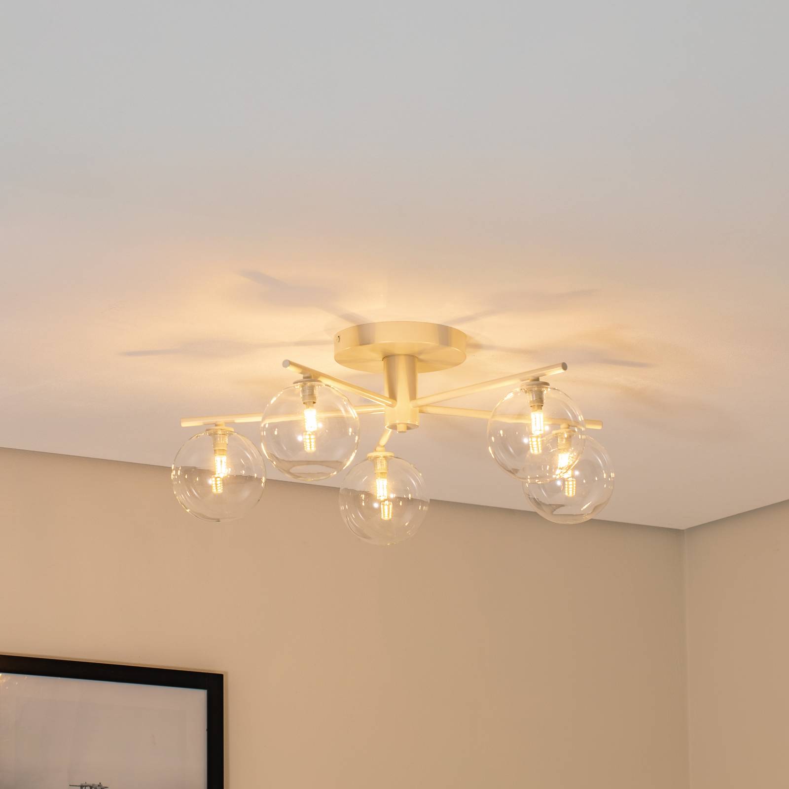 Deckenleuchte Prato, creme/klar, Glas, 5-flammig günstig online kaufen