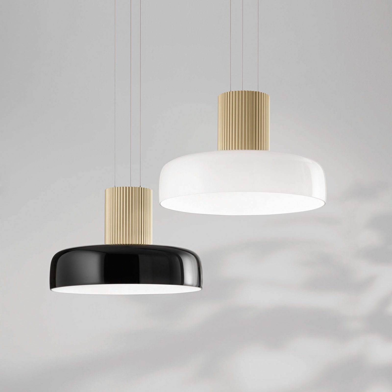 LED pendant light Lunar, black/gold, glass, CCT, dimmable
